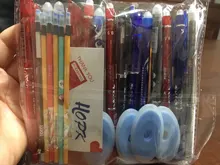 53 unids/lote 0,38mm borrable lavable Pen recarga varilla para manejar azul/negro tinta pluma de Gel para escuela materiales de escritura para oficina papelería