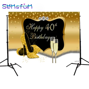 XQ0128 Happy 40th BIrthday Backdrops Black and Gold Champagne Banner Heels Custom Photo Background fondo fotografia
XQ0128 Happy 40th BIrthday Backdrops Black and Gold Champagne Banner Heels Custom Photo Background fondo fotografia