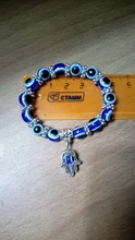 De moda de Color de plata azul de mal de ojo Hamsa la mano de Fátima Palm pulseras para las mujeres de la pulsera del encanto de estilo étnico joyería hecha a mano