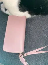 Cartera de cuero con diseño geométrico de lujo para mujer, monedero de Cremallera larga con diseño de borla, monedero femenino