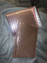 Bolsas de burbuja de papel de aluminio acolchadas, color oro rosa, para correo, autoadhesivo, 50 Uds.