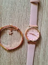 Conjunto de relojes con flores para mujer, pulsera de cuero, de cuarzo, informal, 2 uds.