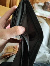 Billetera de cuero genuino para hombre, billetera de 100%, producto prémium, corta, negra, Cuero de vaca Real