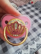 Chupete de bebé con diamantes de imitación, elegante accesorio infantil con brillantes, en color rosa