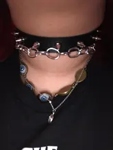 Gargantilla de cuero sintético con tachuelas para mujer, Collar de cuero sintético con cierre de llave, corazón redondo, remache de punta, fiesta de cumpleaños regalo para, 2020