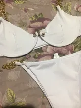 Sujetador de cierre frontal acolchado para mujer, ropa de baño Sexy de Color sólido, Bikini con cadena, bañador 2020