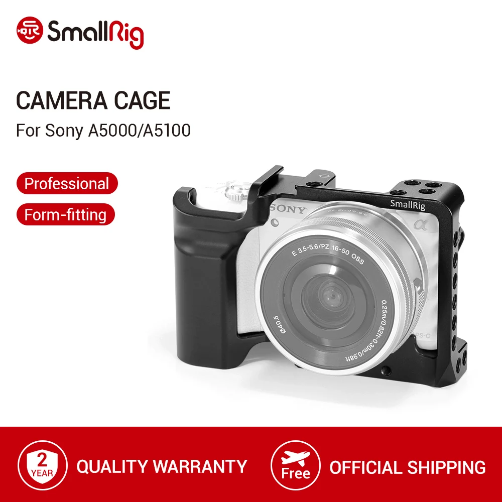 SmallRig A5000 Cage For Sony A5000/A5100 Aluminum Alloy Cage To Mount Tripod Quick Release Extension Kit- 2226
SmallRig A5000 Cage For Sony A5000/A5100 Aluminum Alloy Cage To Mount Tripod Quick Release Extension Kit- 2226