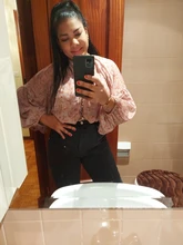 KPYTOMOA 2020 mujeres de moda estampado de Cachemira pantalones blusas manga linterna bajo elástico camisas Chic Tops