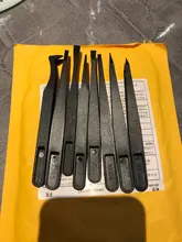 Pinzas electrónicas antiestáticas de fibra de carbono, Kit de pinzas electrónicas de plástico ESD, conjunto de herramientas de mano, 8 Uds. Reparación de PCB