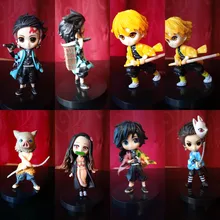 6 unids/set Anime demonio asesino Kimetsu No Yaiba figura Q Posket Kamado Tanjirou Kamado Nezuko Agatsuma juguetes 6cm