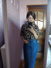 Blusa de gasa Sexy de manga larga blusa estampado de leopardo Turn Down Collar dama Oficina camisa túnica Tops Casual sueltos de talla grande Blusas