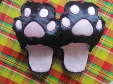 De dibujos animados gato Rosa pantuflas de garras de felpa caliente pantuflas Kawaii Zapatillas de casa chica zapatos planos zapatos antideslizante zapatillas mopa gato pantuflas de garras