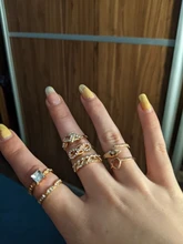 Conjunto de Anillos bohemios Vintage para mujer, conjunto de Anillos de Unión geométricos de media luna de oro para mujer, conjunto de Anillos de Diseño de cristales, joyería para fiesta