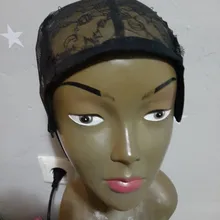 Gorro de encaje ajustable para pelucas, 1 unidad, gorra de domo negra caliente para postizos