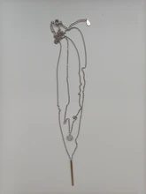 Collar de doble capa de Plata de Ley 925, redondo brillante, circón completo, collares con colgantes largos, regalo para niña, accesorios finos NK062