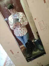 Dioufond-blusas con cerezas para mujer, camisa de manga larga con cuello vuelto, blusa Floral de talla grande 5XL, Camisa de algodón Vintage