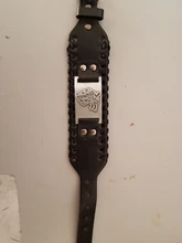 Punk hombres ancho brazalete vikingo encanto de diseño pulsera con cabeza de Lobo cuero tejido ajustable pulsera de la joyería