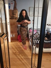 Jumpsuits Summer Overalls Rompers Vintage Beach Wide Leopard Print Collar VONDA Leg-Pants