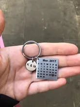 Llavero con anilla personalizada, calendario grabado, llavero de acero inoxidable, regalo de aniversario de boda para novio y marido