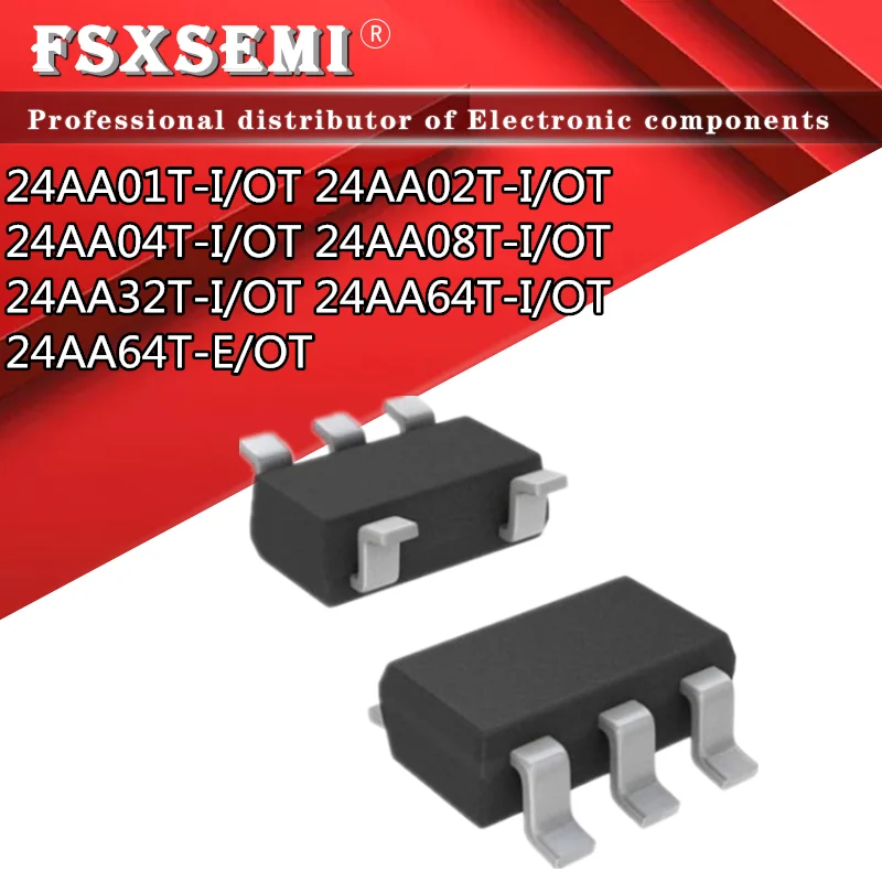 10pcs 24AA01T-I/OT B1 24AA02T-I/OT B2 24AA04T-I/OT B3 24AA08T-I/OT B4 24AA32T-I/OT B6 24AA64T-I/OT 7W 24AA64T-E/OT 7H SOT23-5 
10pcs 24AA01T-I/OT B1 24AA02T-I/OT B2 24AA04T-I/OT B3 24AA08T-I/OT B4 24AA32T-I/OT B6 24AA64T-I/OT 7W 24AA64T-E/OT 7H SOT23-5