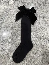 Calcetines de algodón para bebé, niño y niña, medias de hasta la rodilla para recién nacido, medias elásticas con lazo de algodón sólido para otoño e invierno, calentador de piernas de 0 a 3 años