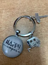 Llavero bonito de Camper Wagon, llavero de Camping I Love, Signpost de remolque, regalo de recuerdo de viaje de vacaciones, nuevo