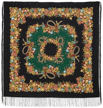 Scarf Pavlovo Posad with silk fringe 125x125 1193-18 "Rowan beads", View 18
Scarf Pavlovo Posad with silk fringe 125x125 1193-18 "Rowan beads", View 18
