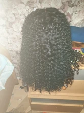 Mongol Afro rizado Pelo Rizado de la onda de agua 3 mechones con cierre cabello humano brasileño armadura paquete negro las mujeres XISHIXIU