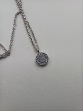 Collar de doble capa de Plata de Ley 925, redondo brillante, circón completo, collares con colgantes largos, regalo para niña, accesorios finos NK062