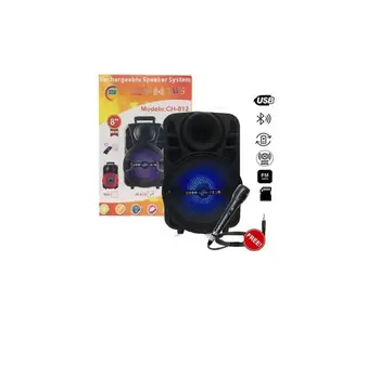 Portable Speaker CH-812 Bluetooth power 40W with lights USB Radio FM MP3 Audio card tf-remote and microphone
Portable Speaker CH-812 Bluetooth power 40W with lights USB Radio FM MP3 Audio card tf-remote and microphone
