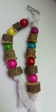 Toys Pet-Supplies Birds Parrot Wooden Ropes Cage-Balls Hanging Chew-Bite Natural Garden-Ornament