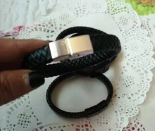 ZOSHI-pulsera de cuero trenzado Punk para hombre, brazalete de acero inoxidable, cierre magnético, color negro y rojo