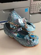 Zapatos de cuero, de tacón alto y de la princesa Elsa para niñas, sandalias para niños, sandalias de fiesta, calzado para niñas, tallas 24-36