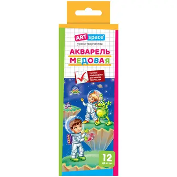 Set of honey watercolor paints Artspace "astronauts" in a cardboard package, 12 colors
Set of honey watercolor paints Artspace "astronauts" in a cardboard package, 12 colors