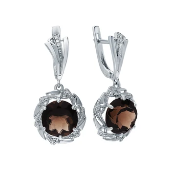 Silver earrings with раухтопазами and cubic zirconia sunlight sample 925
Silver earrings with раухтопазами and cubic zirconia sunlight sample 925