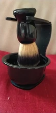 Jabonera de afeitar 3 en 1 + cepillo de afeitar + soporte de afeitado cepillo de pelo de cerdas herramienta de limpieza de barba para hombre, camiseta nueva, regalo