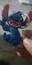 Anime Stitch llavero figura PVC dibujo animado anillo 3D doble lado clave cadena lindo anillo clave titular regalo de mochila Decoración