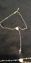 Collar de Rosario, collar con colgante de cruz de Jesucristo, cadena larga de cuentas de aleación para hombres y mujeres, joyería de moda cristiana de la Virgen María