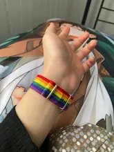 Pulseras bisexuales trenzadas para hombres y mujeres, pulseras trenzadas del orgullo de los homosexuales, del arco iris de Nepal, joyería de amistad