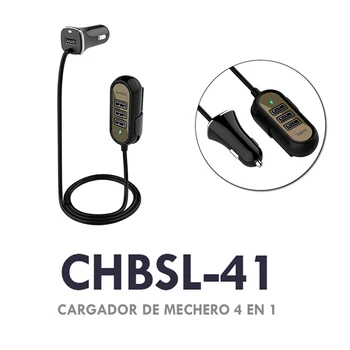 CHBSL-41, Charger cigarette lighter, automobile, multiple with 4 USB fast charge for great variety for USB charging devices
CHBSL-41, Charger cigarette lighter, automobile, multiple with 4 USB fast charge for great variety for USB charging devices