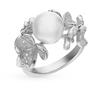 Silver ring with cubic zirconia and pearls sunlight sample 925 
Silver ring with cubic zirconia and pearls sunlight sample 925