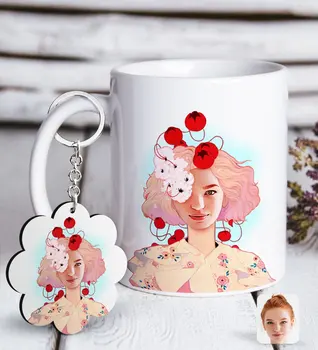Personalized Women 'S Abstract Caricature Of White mug And Keychain Gift Seti-2
Personalized Women 'S Abstract Caricature Of White mug And Keychain Gift Seti-2
