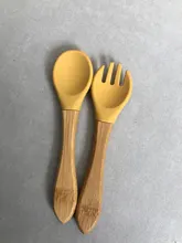 Bebé de bambú de la horquilla de silicona de alimentación de bebé cuchara de punta suave cuchara libre de BPA calidad alimentaria Materia manejar niños regalos