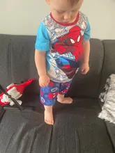 Conjunto de pijama de algodón para niño, ropa de dormir con cuello redondo y dibujos animados, de manga corta