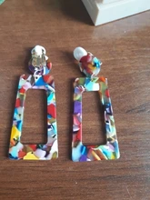 Pendientes de Clip para mujer, aretes de leopardo acrílico largo cuadrado geométrico circular sin Piercing, Clips para las orejas