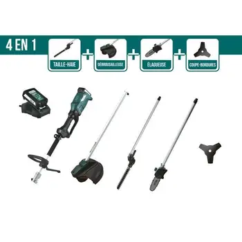 Brush Cutter multifunction tool 4 in 1 wireless MYTEK 18 V Edger, hedge trimmer, chainsaw
Brush Cutter multifunction tool 4 in 1 wireless MYTEK 18 V Edger, hedge trimmer, chainsaw