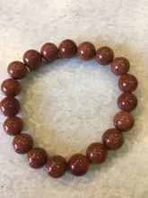 Pulseras elásticas de arena Oro Natural para hombre y mujer, de 6/8/10mm, joyería