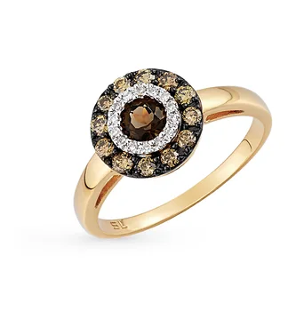 Gold ring with cognac diamonds, раухтопазами (quartz smoky) sunlight sample 585
Gold ring with cognac diamonds, раухтопазами (quartz smoky) sunlight sample 585