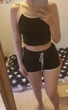 Conjunto de 2 piezas de verano para mujer, Top corto y pantalones cortos ajustados, conjunto deportivo corto