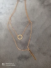 Collar de doble cara para mujer, Gargantilla redonda, colgante de tira de Color dorado, joyería de aleación para fiesta